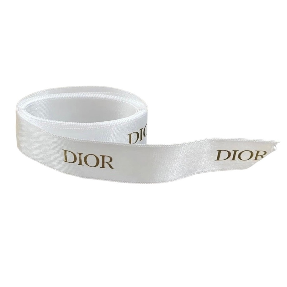 New DIOR Authentic White Satin Ribbon Gold Logo Lettering 70” - Picture 2 of 7
